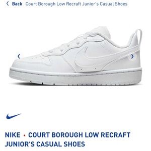 Nike court borough low size 7Y white sneakers